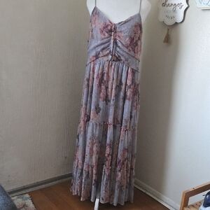 Chelsea28 Floral Maxi Dress - Pink and Gray